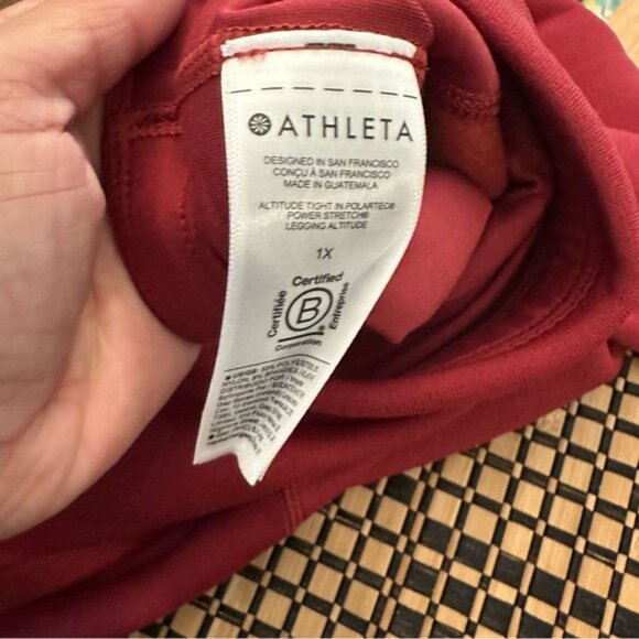 Athleta Altitude Tights Polartec Power Stretch Burgundy Fleece Leggings Size 1X - Picture 11 of 14
